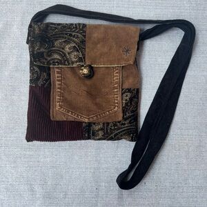 Vintage Brown and Black Patchwork Crossbody